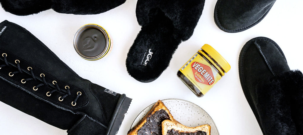 Aussie Uggies black ugg boot collection the colour of Vegemite