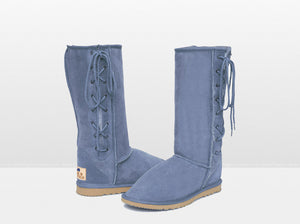 International Adults Denim Blue Lace Up Tall Ugg Boot