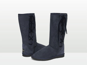 Aussie Uggies Adults Navy Blue Classic Lace Up Tall Ugg Boot
