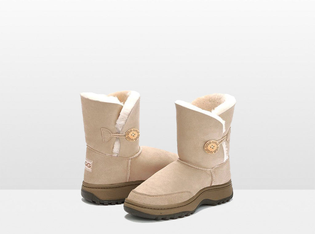 Adults Sand Bella Button Ugg Boot with Outdoor Sole
