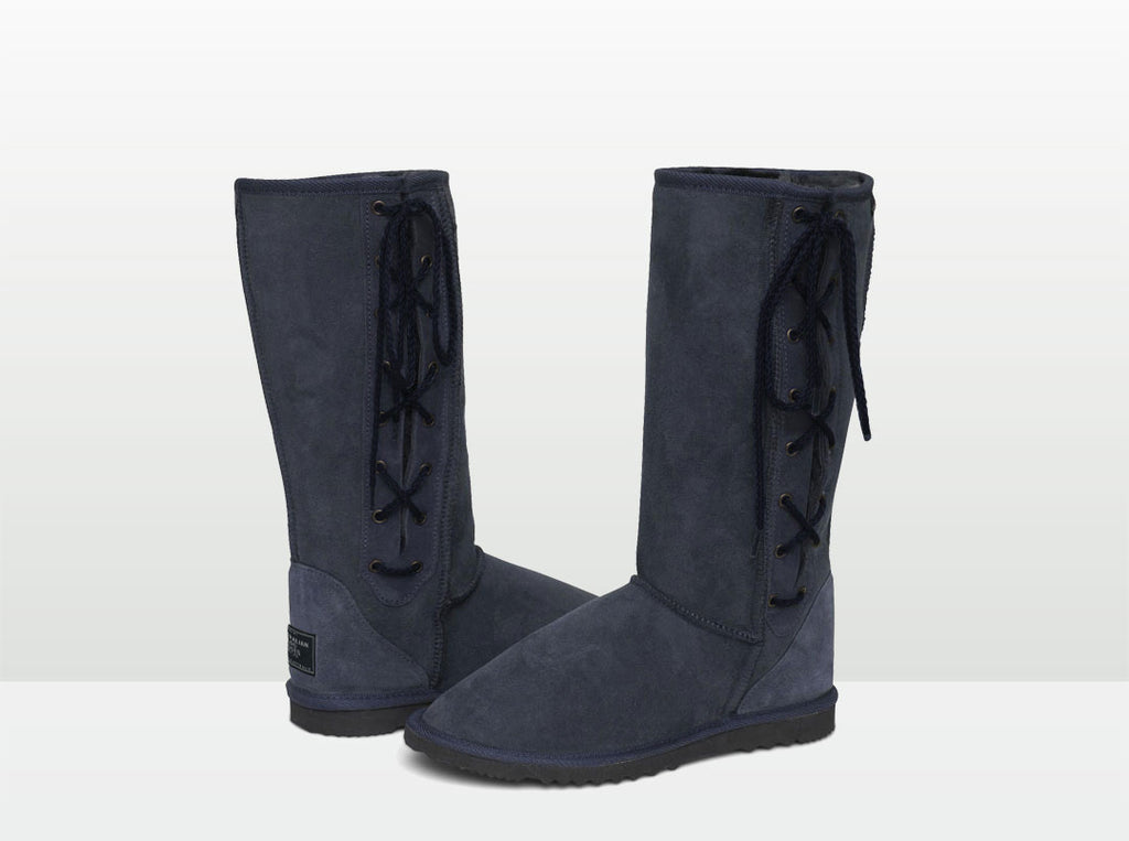 International Adults Navy Blue Classic Lace Up Tall Ugg Boot