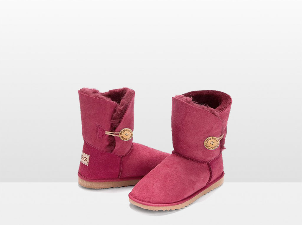 Adults Burgundy Bella Button Ugg Boot