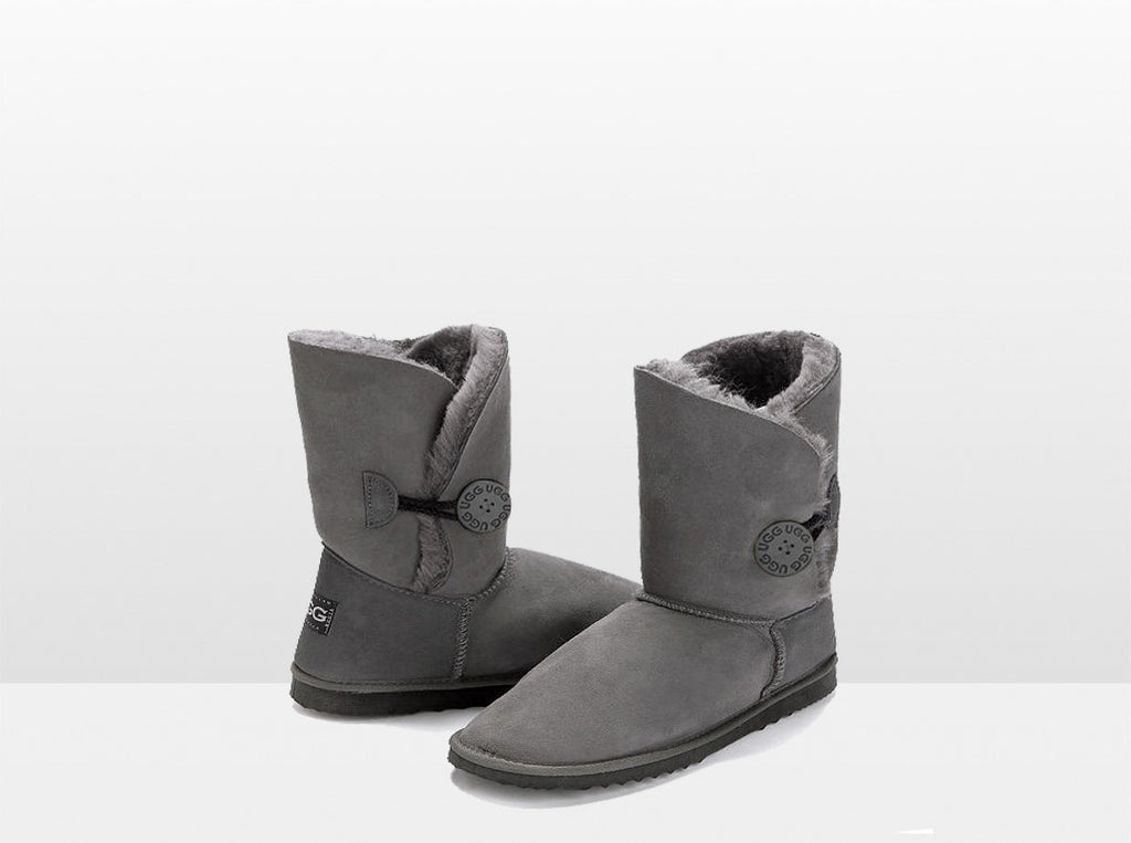 Adults Grey Bella Button Ugg Boot
