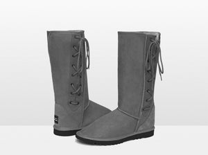 Adults Grey Lace Up Tall Ugg Boot