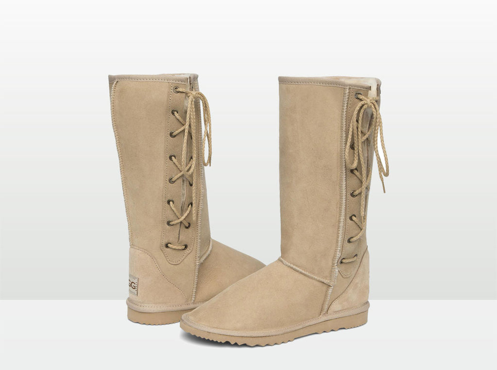 Adults Sand Lace Up Tall Ugg Boot
