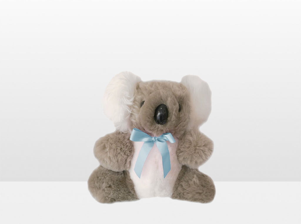 Kids Bamboo Sheepskin Koala Bear Small with Blue Ribbon