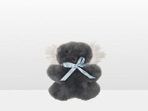 Kids Mid Grey Sheepskin Flat Koala with Blue Ribbon